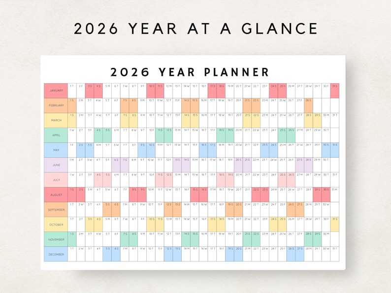 Plan your year with this 2026 Yearly Planner Printable! This digital download offers 2026 annual agenda and wall calendar template. Perfect for professionals, students, and those seeking an efficient planning solution.