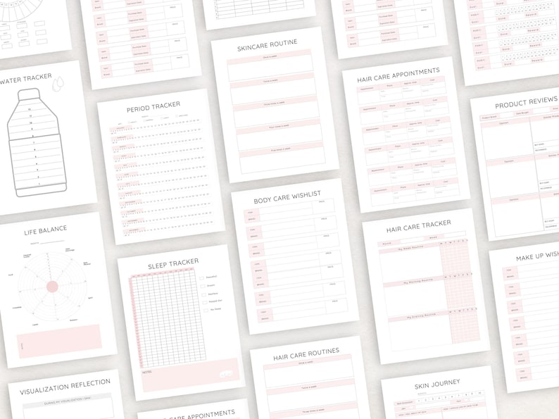 Stay organized and enhance your beauty routine with this Beauty Planner/ Self Care Planner Printable. Perfect for anyone who wants to track their skincare, makeup, haircare, and wellness goals.
