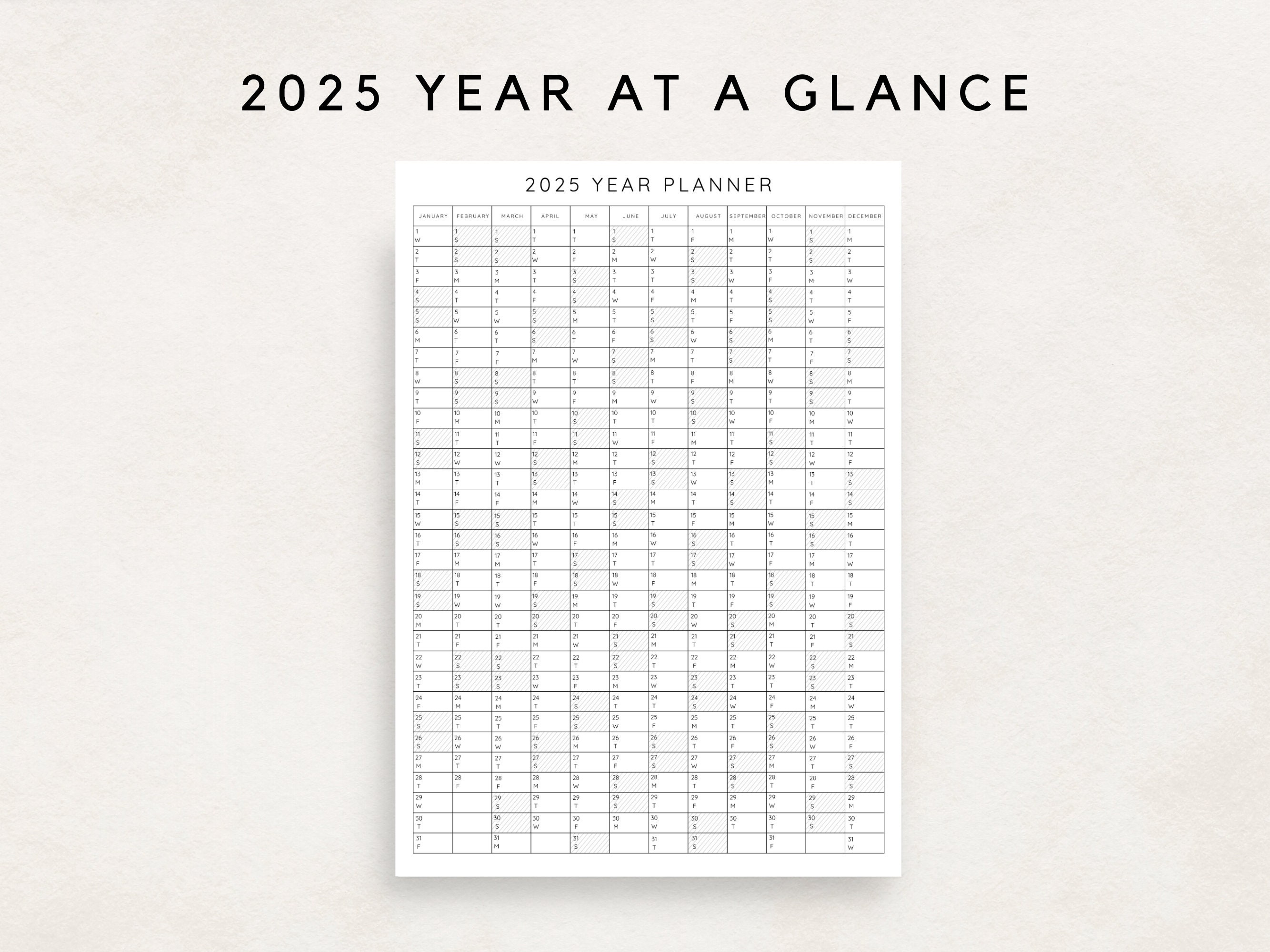 2025 Yearly Planner Printable, Yearly Planning Calendar, Calendar