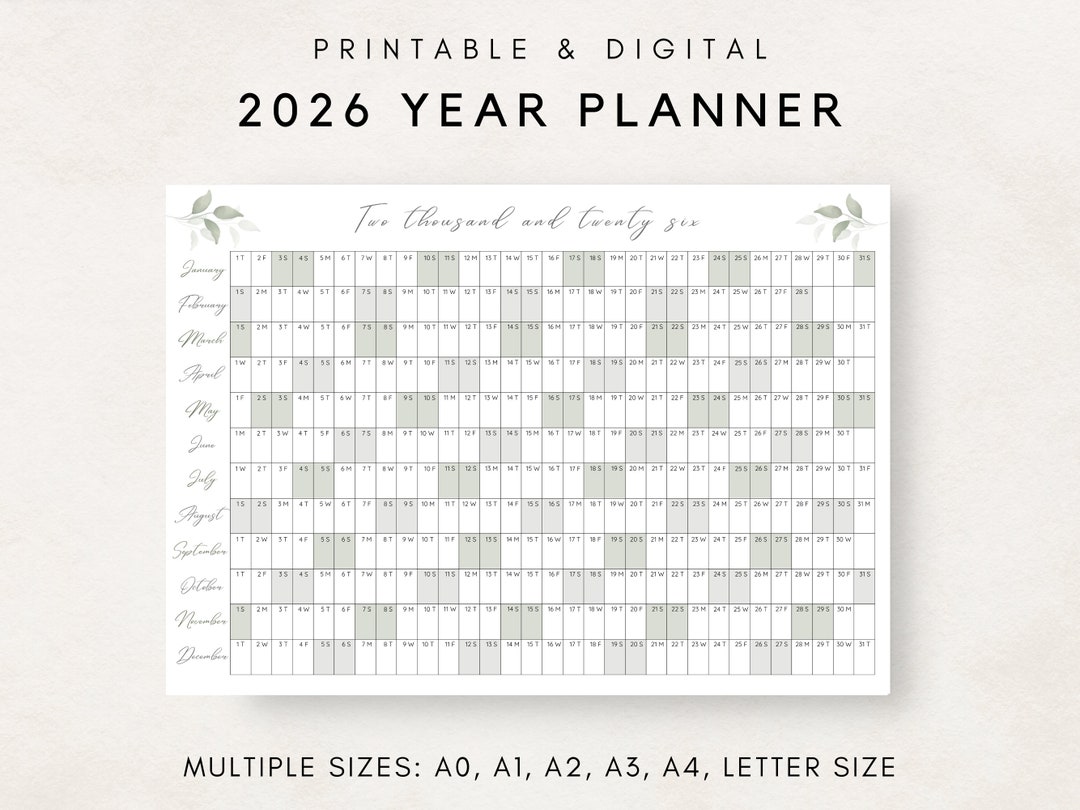 2026 Year Planner Printable, 2026 Yearly Planner, Yearly Planning