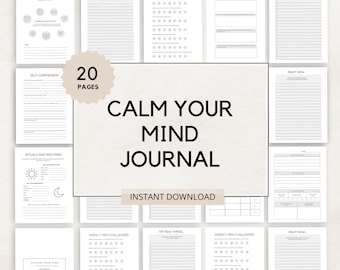 Calm Your Mind Journal, Calm Journal, Mental Health Planner, Mindfulness Journal, Calming your Mind, Self Care Planner, Wellness Journal