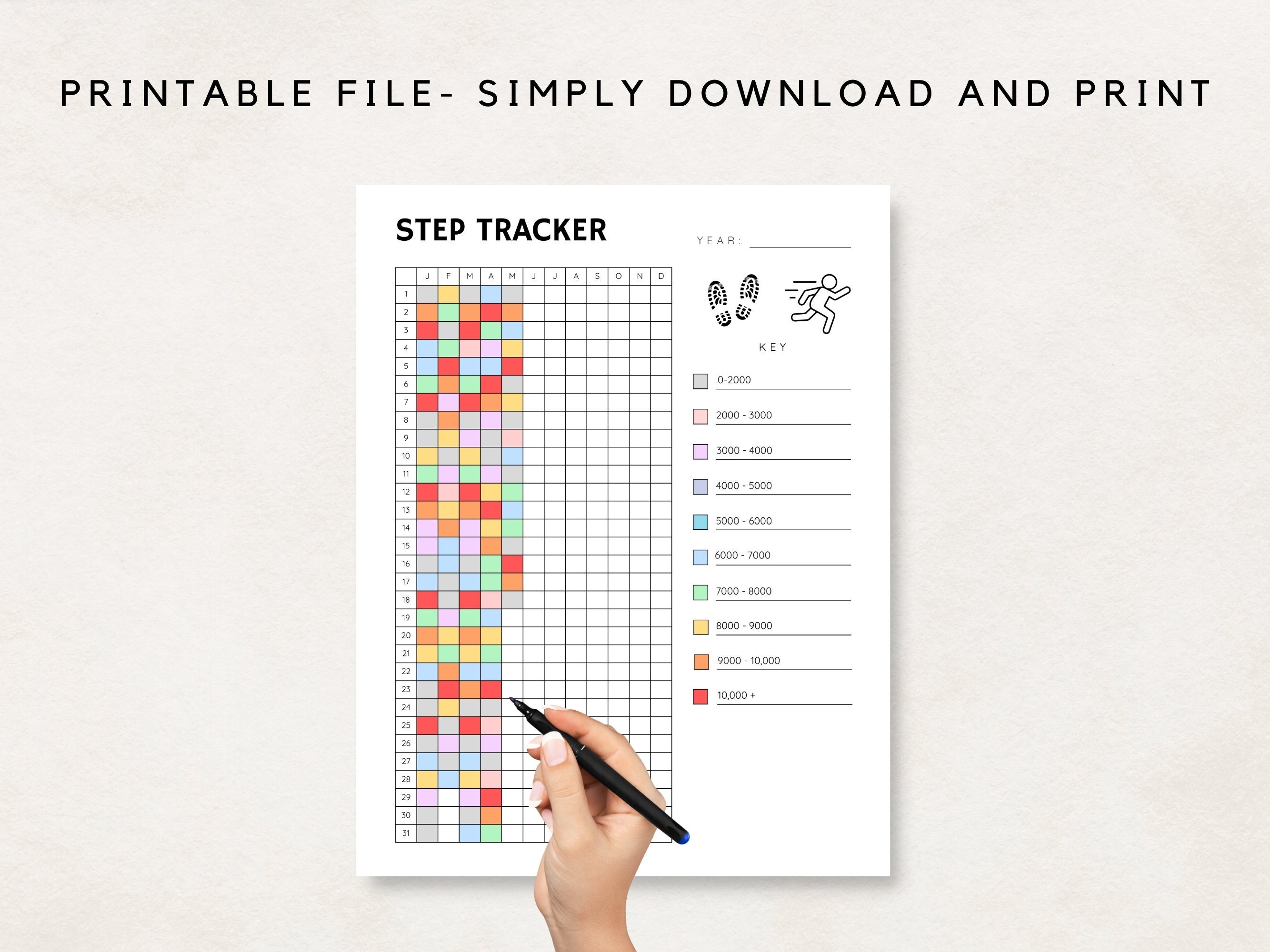Steps Tracker Color In Step Tracker, Exercise Tracker, Walking Tracker, Workout Tracker, Step ...