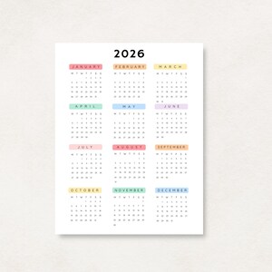 Plan ahead with this 2026 Yearly Calendar Printable! This digital download offers an annual calendar to stay organized throughout the year.