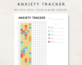 Anxiety Tracker, Mood Tracker, Anxiety Journal, Health Tracker, Mental Health Tracker, Yearly Tracker, Bullet Journal, Self care Journal