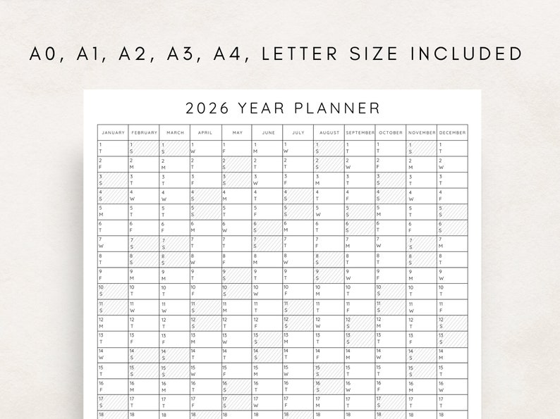 Plan your year with this 2026 Yearly Planner Printable! This digital download offers 2026 annual agenda and wall calendar template. Perfect for professionals, students, and those seeking an efficient planning solution.