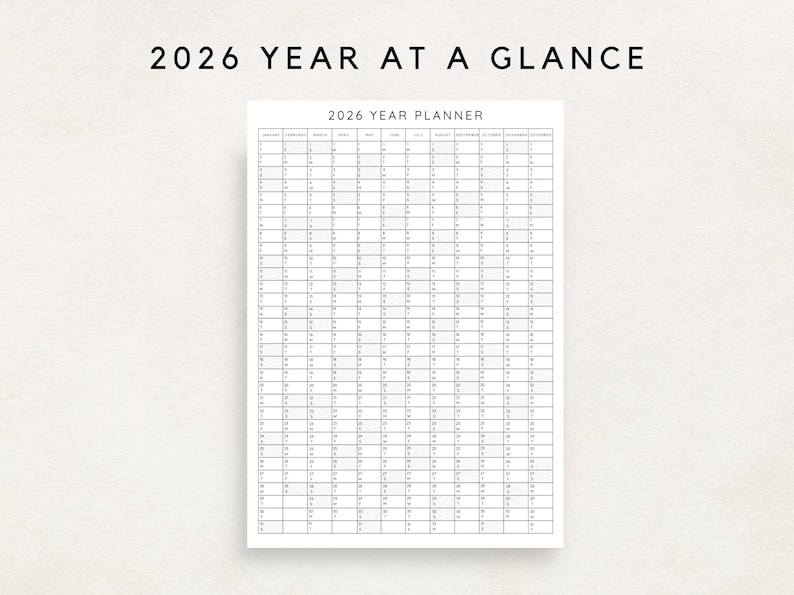 Plan your year with this 2026 Yearly Planner Printable! This digital download offers 2026 annual agenda and wall calendar template. Perfect for professionals, students, and those seeking an efficient planning solution.