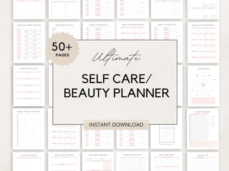 Stay organized and enhance your beauty routine with this Beauty Planner/ Self Care Planner Printable. Perfect for anyone who wants to track their skincare, makeup, haircare, and wellness goals.