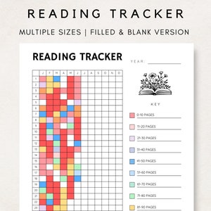 Tracker di lettura, Registro di lettura, Diario di lettura, Tracker annuale, Bullet Journal, Tracker di lettura stampabile, Pianificatore di lettura stampabile, Lettura