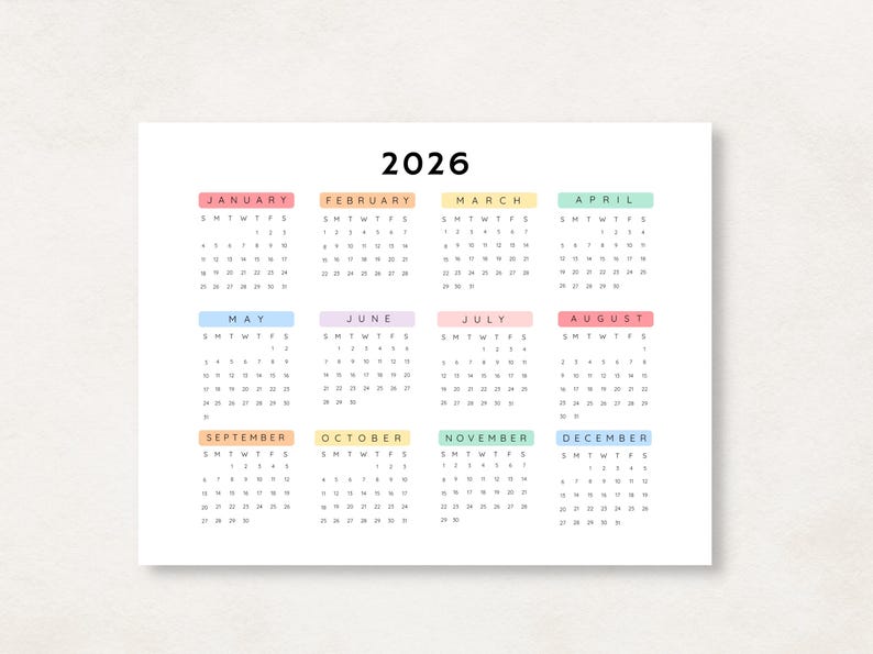 Plan ahead with this 2026 Yearly Calendar Printable!