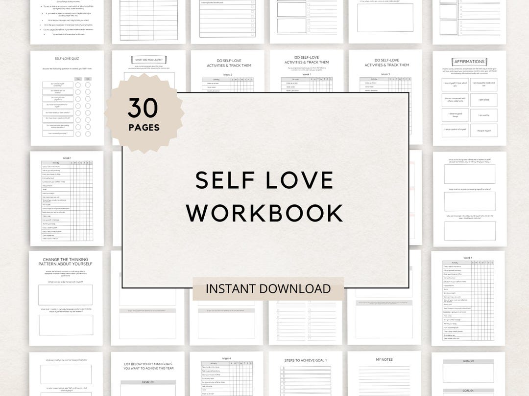 Self Love Workbook, Self Love Journal, Self Care Planner, Mental Health ...