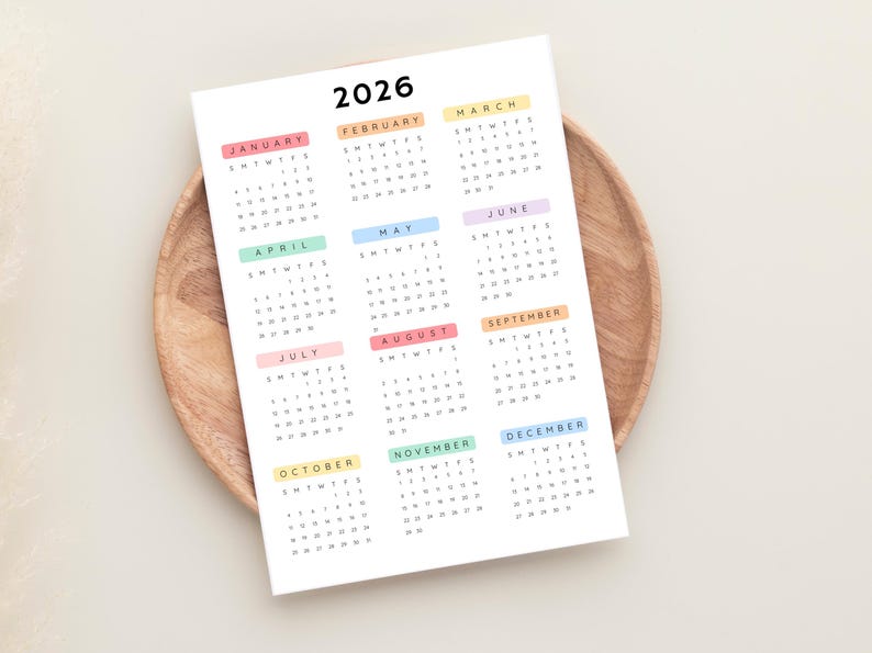 Plan ahead with this 2026 Yearly Calendar Printable! This digital download offers an annual calendar to stay organized throughout the year.