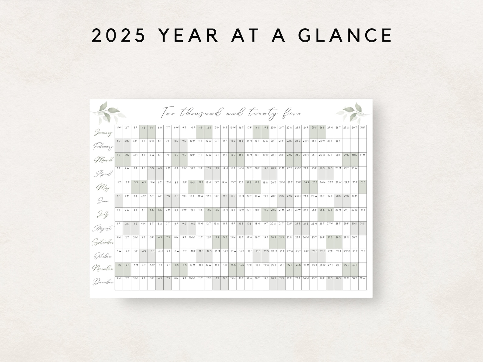 2025 Year Planner Printable, Yearly Planning Calendar, Calendar Poster
