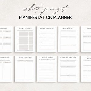 Unlock the power of your dreams with this Manifestation Planner Printable. This comprehensive Manifestation Journal is designed to help you manifest your goals, dreams, and desires using the Law of Attraction.