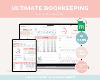 Ultimative Buchhaltung Tabelle Google Sheet Small Business Einfache Buchhaltung Vorlage Profit Income Expense Tracker Umsatzsteuer-Bilanz
