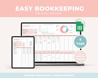 Eenvoudig boekhouden-spreadsheet Kleine bedrijven boekhoudingsjabloon Google Spreadsheets Inkomsten Uitgaven Winst Btw-tracker Boekhoudsjabloon
