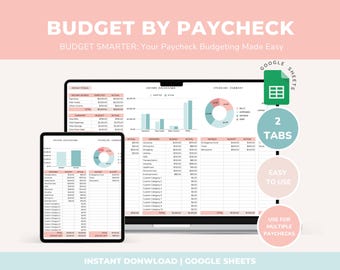 Budget by Paycheck Spreadsheet Monthly Budget Planner Google Sheets Income Tracker Biweekly Budget Template Weekly Budget  Expense Tracker