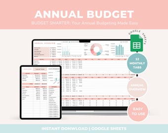 Annual Budget Spreadsheet Google Sheets Budget Template Monthly Budget Planner Bill Tracker Personal Budget Savings Tracker Expense Tracker