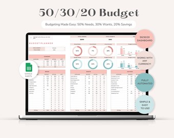 50/30/20 Budget Spreadsheet Google Sheets Budget Planner Monthly Budget by Paycheck Annual Budget Weekly Biweekly Budget Finance Planner