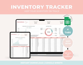 Bestands-Tracker für kleine Unternehmen Tabelle Google Sheets Vorlage Produktbestands-Auftrags-Tracker Business Tracker Bestandslogbuch