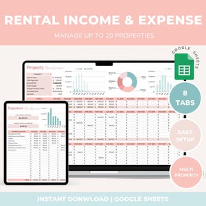 Gestione delle proprietà in affitto Fogli Google Airbnb Tracker di entrate e spese per l'affitto Foglio di calcolo per la contabilità Modello per case vacanze Airbnb