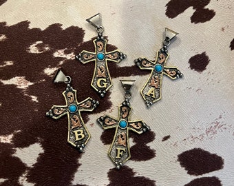The Gunslinger Pendant//Western Cross Pendant//Initial Pendant