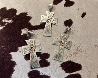 The Dixie Pendant//Western Cross Pendant//Initial Pendant