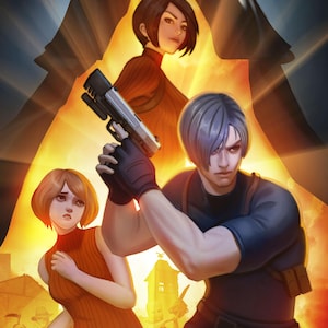 Resident evil 4 Leon Kennedy Horror game room decor print