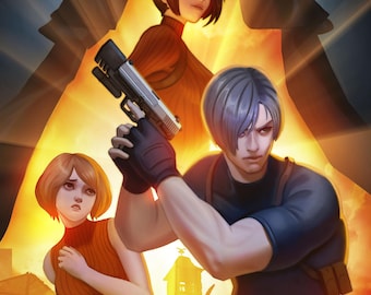 Resident Evil 4 Leon Kennedy Horror Spielzimmer Dekor Druck