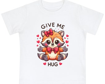 Adorable 'Give Me A Hug' Raccoon T-Shirt for Toddlers - Cute and Cozy Children's Wear