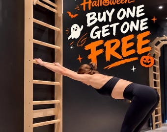 Kit Home Gym A - Barra a muro premium con estensione per trazioni e dip, anelli e cinghie da ginnastica. Scala svedese personalizzata, nessuna tassa di importazione nascosta.