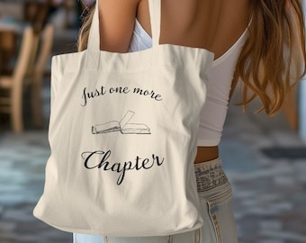 Just One More Page Tote Bag, Book Lover Gift, Reading Bookworm Bag, Library Tote, Book Club Gift, Literary Gift