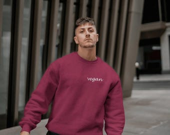 Vegan Sweatshirt, Minimalist Print Crewneck with 21 Color Options