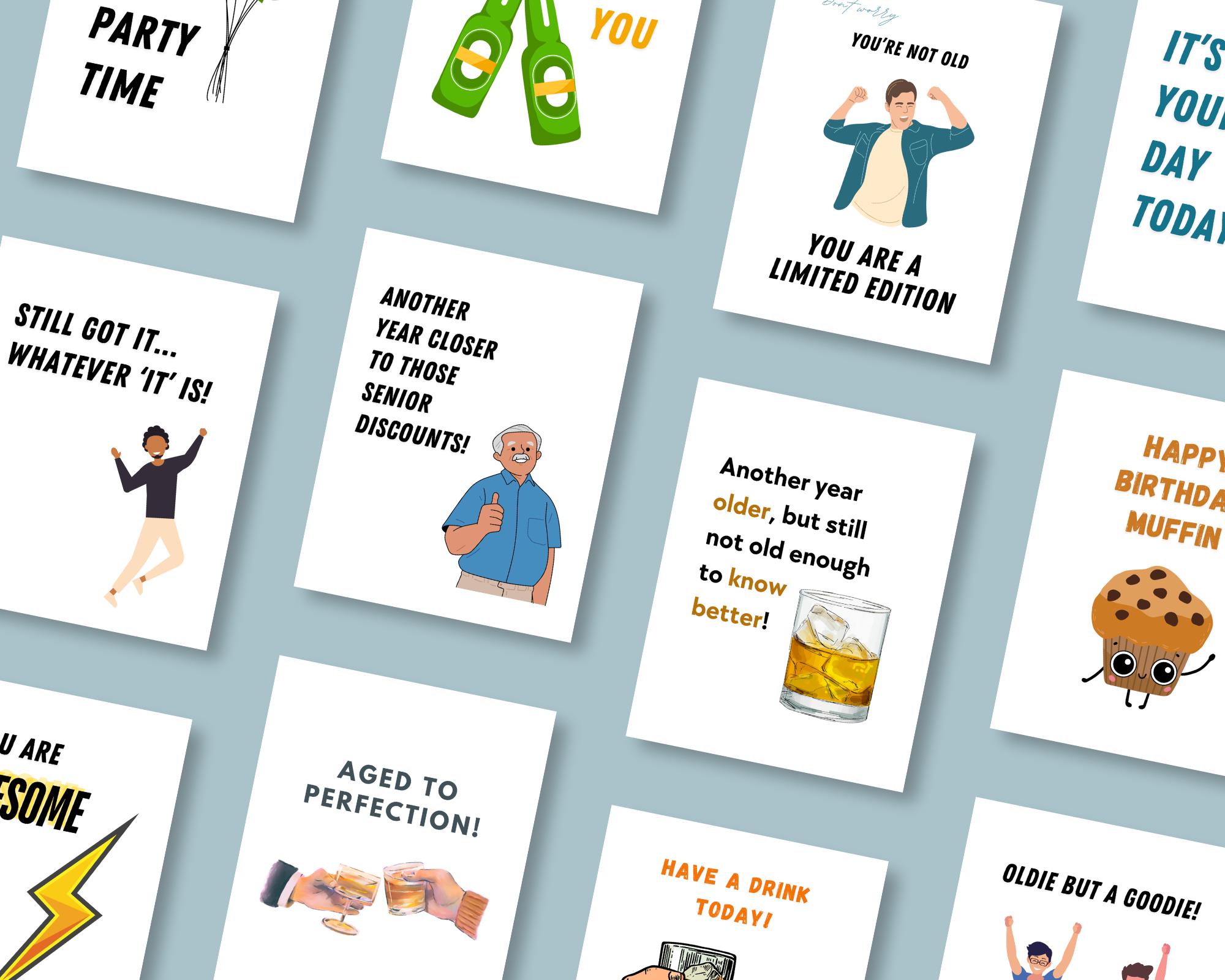 Funny Printable Birthday Cards for Men | 20 Hilarious Designs | Instant ...