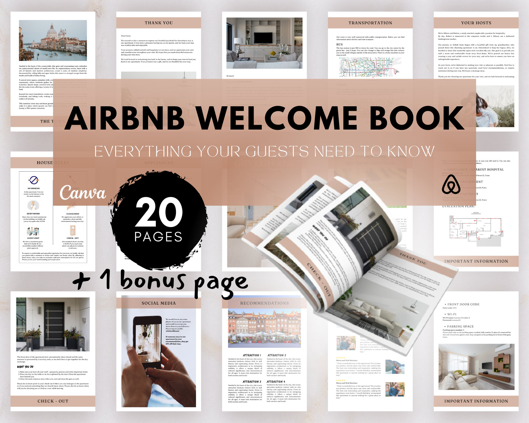 Costumizable Airbnb Welcome Book / Brochure - Modern and Clean - Etsy