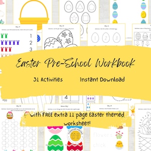 イースターの幼稚園ワークシート - 4月の幼児と未就学児向けの毎日のアクティビティを印刷可能。ボーナスページ付きのモーニングバスケットに最適