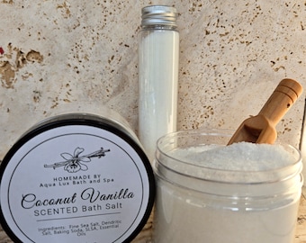 COCONUT VANILLA CREME, vanilla coconut secrets, Bath Salts, Sleep Products, Relaxing Gift, Relaxing Organic Bath Soak, Bath Products