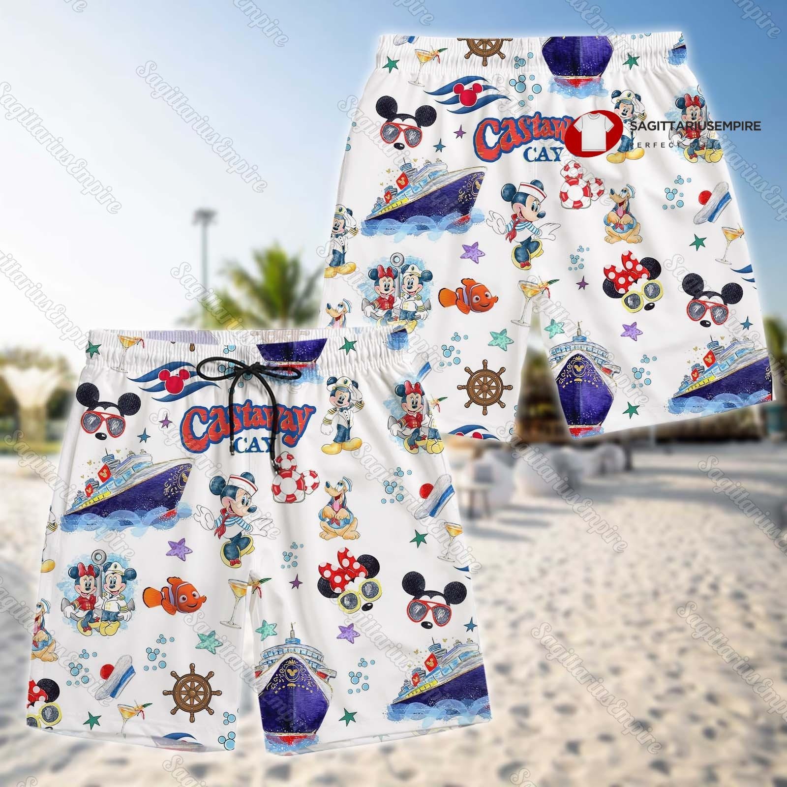 Disney Button Shirt And Shorts, Mickey Minnie Steamboat Shirt