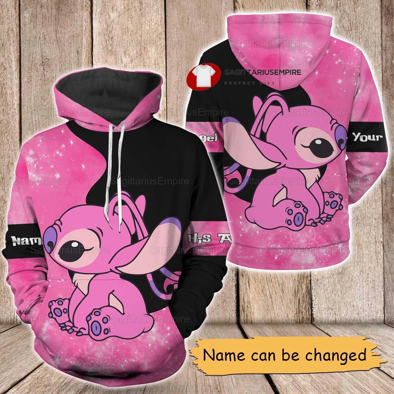 Couple Stitch And Angel Hoodie, Her Stitch His Angel Matching Couple Hoodie
