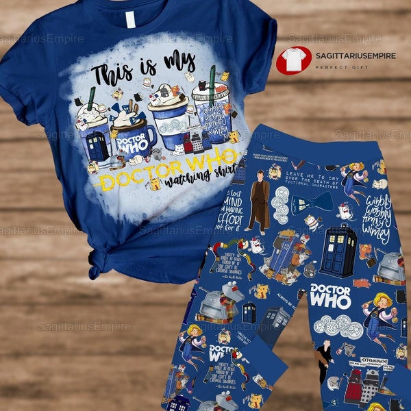 Ensemble de pyjamas Doctor Who, pyjamas Doctor Who Coffee Latte, pyjamas Dr Who pour femmes, T-shirt Doctor Who, pantalons de pyjama Doctor Who