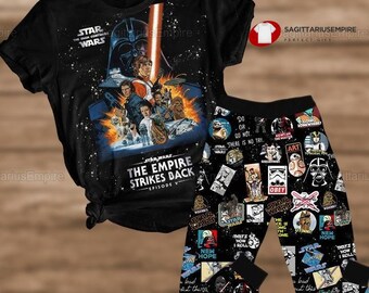 Star Wars The Empire Strikes Back Pajamas Set, Star Wars T-Shirt, Star Wars Pajamas Pants, Star Wars Women Pajamas, Movie Tee