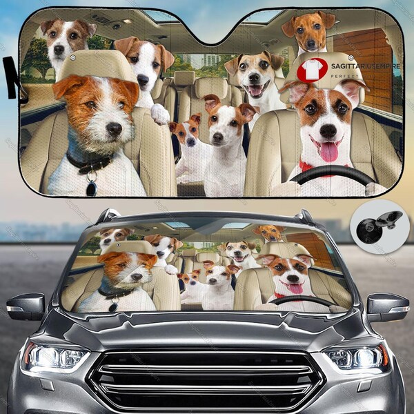 Jack Russell Terrier Dog Car Sun Shade, Russell Family Car Sunshade, Family Dog Car Sunshade, Russell Car Sunshade, Dog Car Sunshade