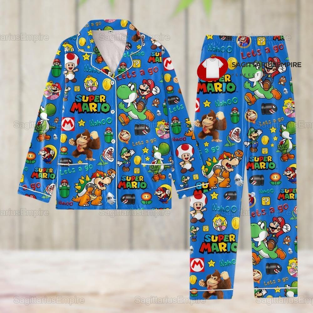 Super Mario Pajamas Set, Super Mario Pajamas Pants, Super Mario Matching Pajamas Set