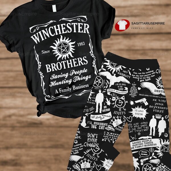Winchester Brothers Pajamas Set, Winchester Brothers Shirt, Winchester Brothers Pajamas Pants, Supernatural Pajamas Shirt