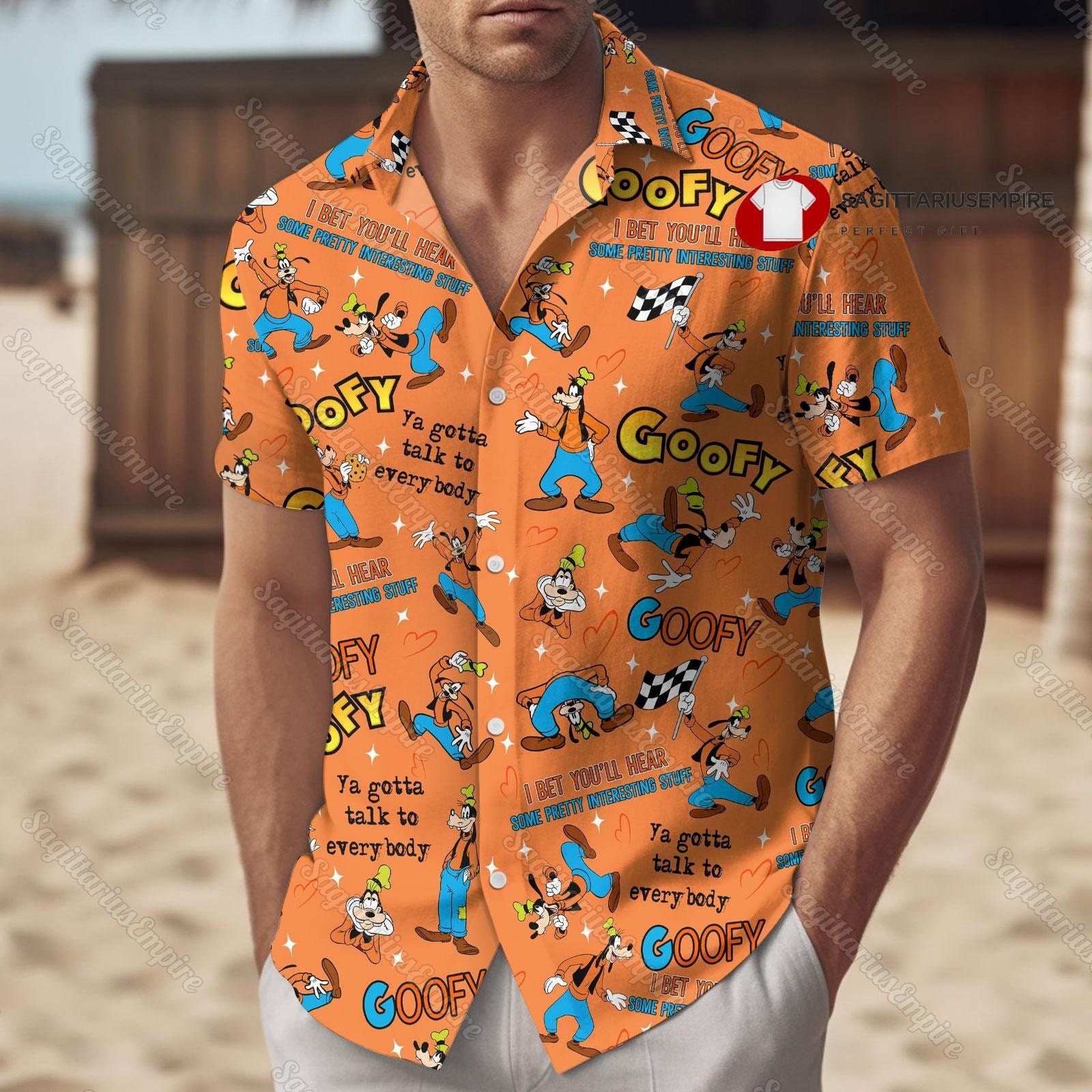 Disney Goofy Button Shirt And Shorts, Goofy Shirt, Goofy Summer Shirt