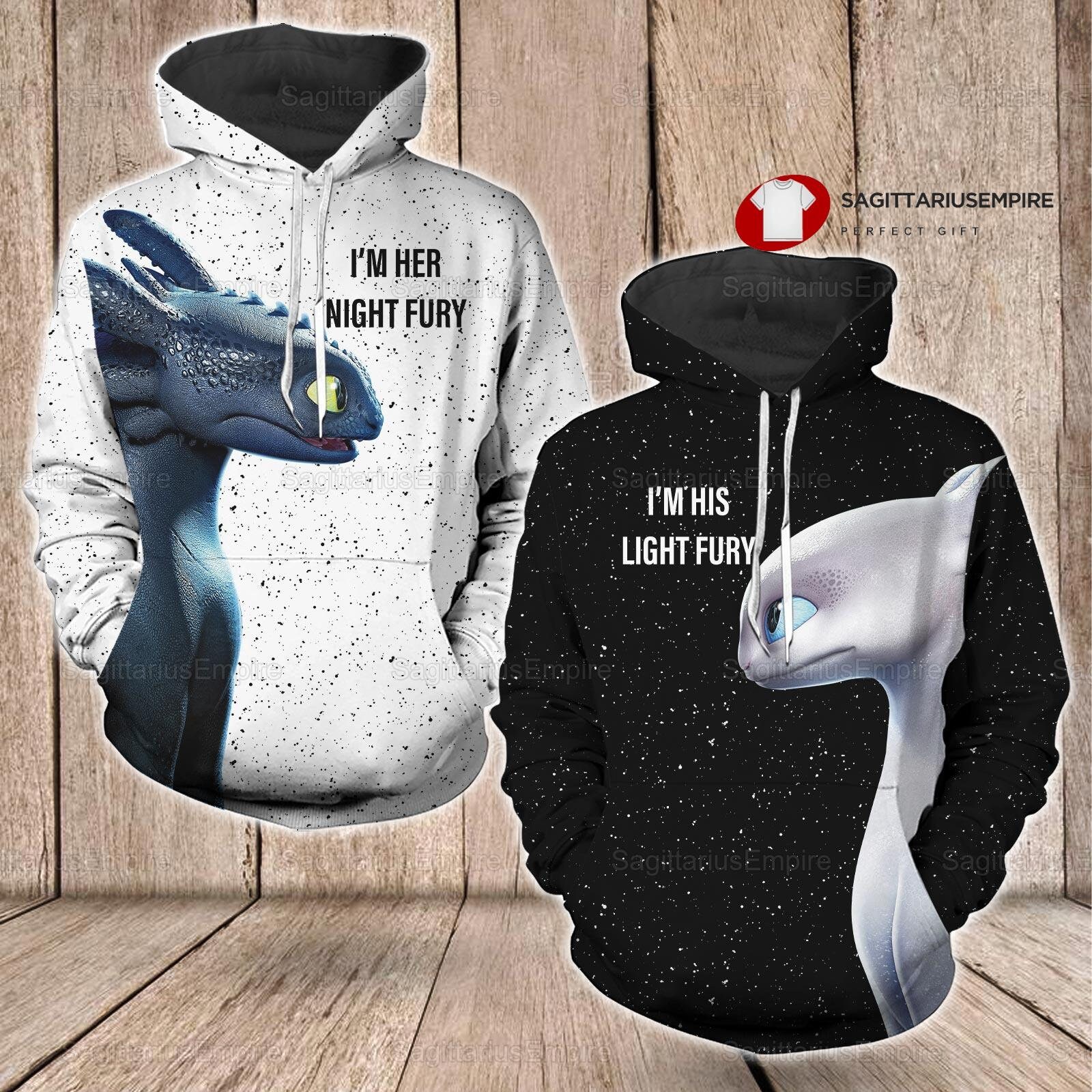 I'm Her Night Fury I'm His Light Fury Hoodies, Toothless Cute Matching Couple Hoodie