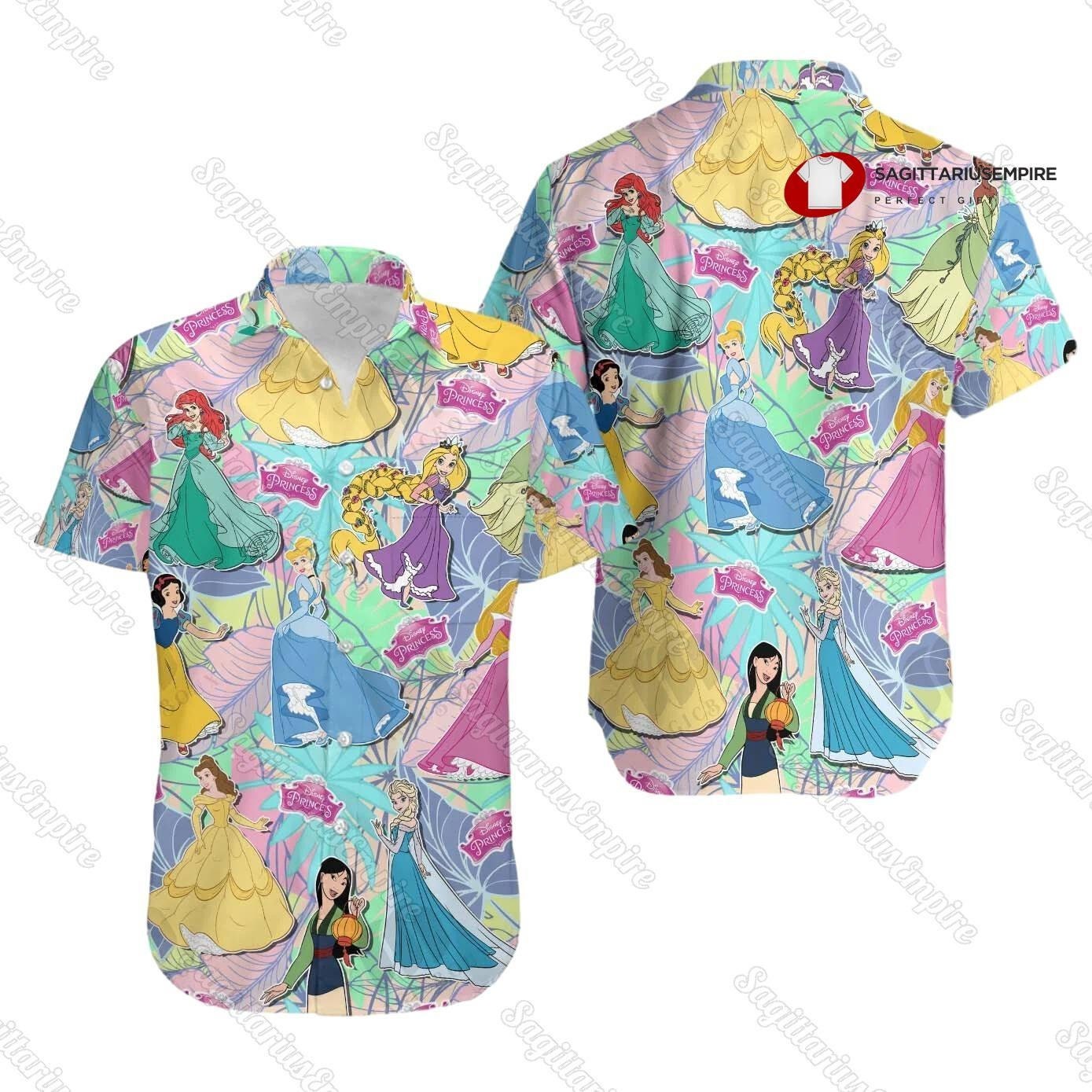 Disney Princess Button Shirt And Beach Shorts