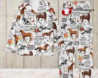 Horse Pajamas, Horse Pajamas For Party, Horse Lovers Pajama, Horse Pajamas Women, Horse Racing Pajamas, Cowboy Shirt, Horse Lover Gift