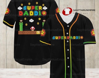 Chemise de baseball Super Daddio, maillot de baseball Super Daddio, chemise en jersey Super Daddio, chemise Super Daddio, chemise Super Mario, cadeau papa