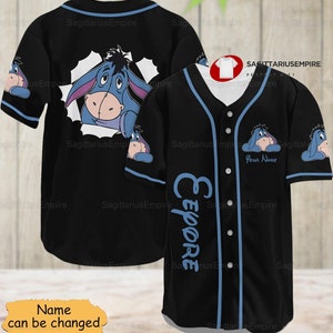 Custom Eeyore Baseball Shirt, Eeyore Baseball Jersey, Eeyore Jersey Shirt, Winnie The Pooh Shirt, Cute Cartoon Shirt, Eeyore Lover Gift