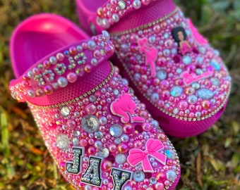 Blinged Out Crocs - Pink Princess Crocs - Pink Doll Crocs - Bedazzled Crocs - Custom Crocs - Birthday Crocs - Custom Crocs